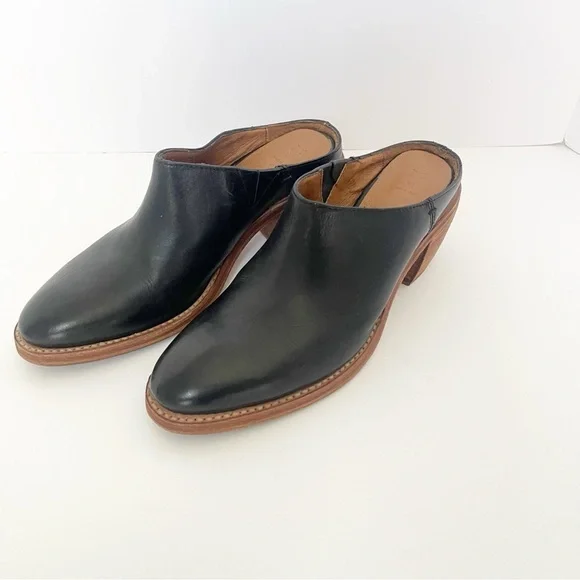 Black Leather Frye Mules - Picture 2 of 7